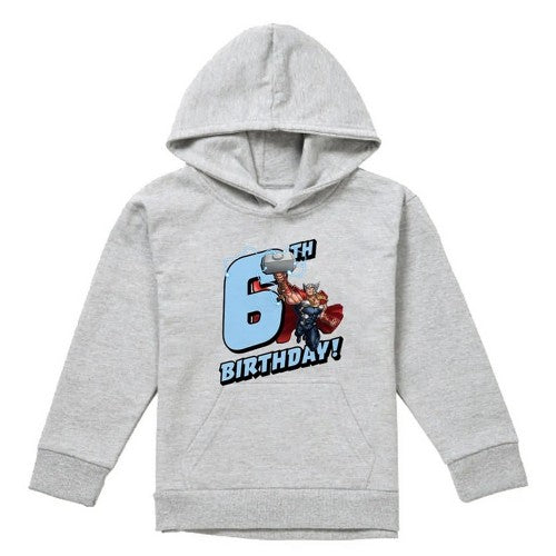 Front - Marvel Childrens/Kids Thor Heather 6th Birthday Hoodie