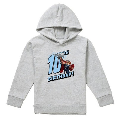 Front - Marvel Childrens/Kids Thor Heather 10th Birthday Hoodie
