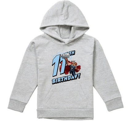 Front - Marvel Childrens/Kids Thor Heather 11th Birthday Hoodie