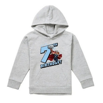 Front - Marvel Childrens/Kids Thor Heather 7th Birthday Hoodie
