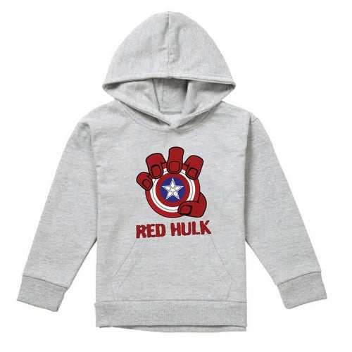 Front - Captain America Childrens/Kids Red Hulk Shield Heather Pull Over Hoodie