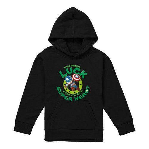 Front - Captain America Childrens/Kids Lucky Super Hero Pull Over St Patricks Day Hoodie