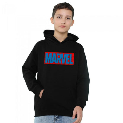 Athletic Heather - Front - Spider-Man Childrens-Kids Brick Heather Logo Hoodie