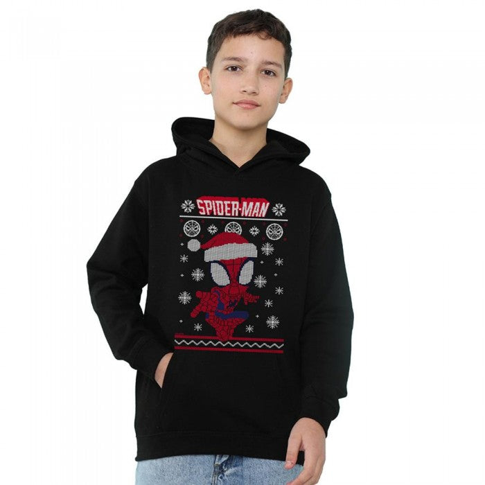 Front - Spider-Man Childrens/Kids Snowflake Heather Christmas Hoodie