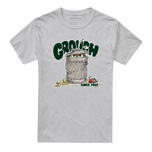 Front - Sesame Street Unisex Adult Oscar The Grouch Heather T-Shirt