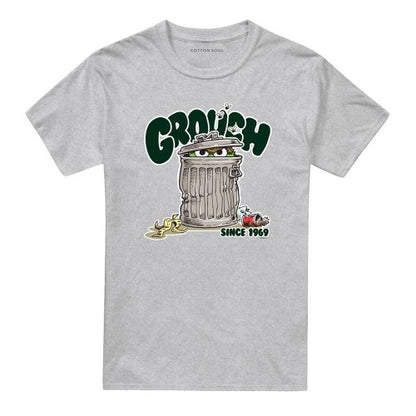 Front - Sesame Street Unisex Adult Oscar The Grouch Heather T-Shirt