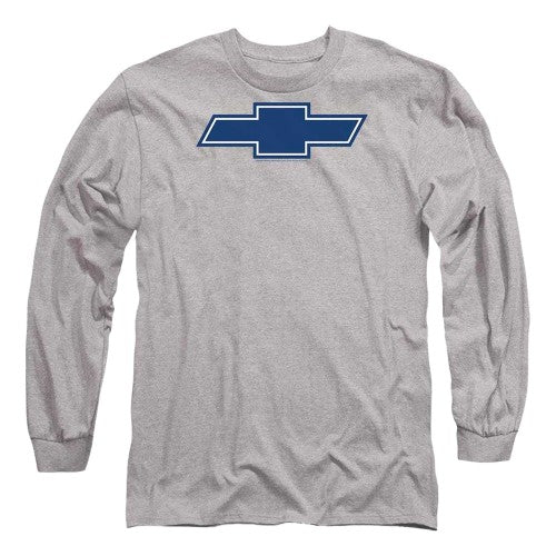 Front - Chevrolet Unisex Adult Simple Vintage Bowtie Heather Long-Sleeved T-Shirt