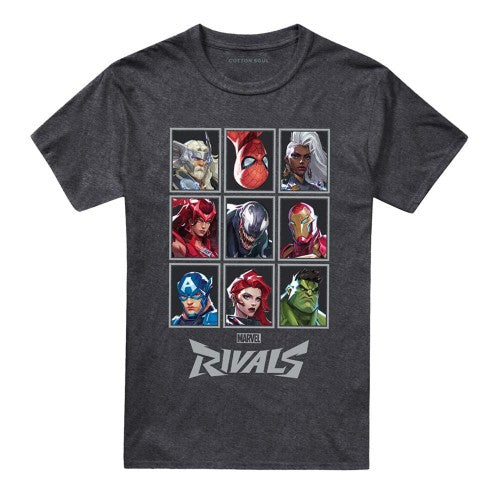 Front - Marvel Rivals Unisex Adult Character Grid Heather T-Shirt