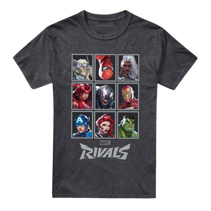 Front - Marvel Rivals Unisex Adult Character Grid Heather T-Shirt