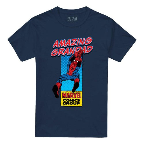 Front - Marvel Comics Mens Amazing Grandad Spider-Man Corner Box T-Shirt