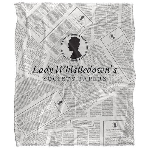 Front - Bridgerton Silky Newsprint Lady Whistledown Supersoft Blanket