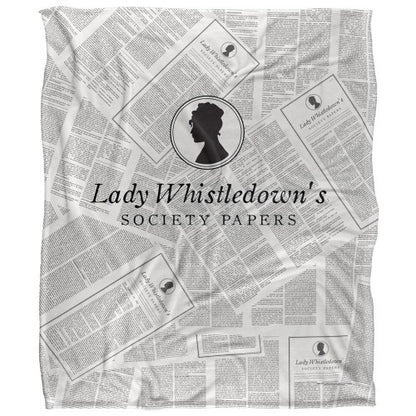 Front - Bridgerton Silky Newsprint Lady Whistledown Supersoft Blanket
