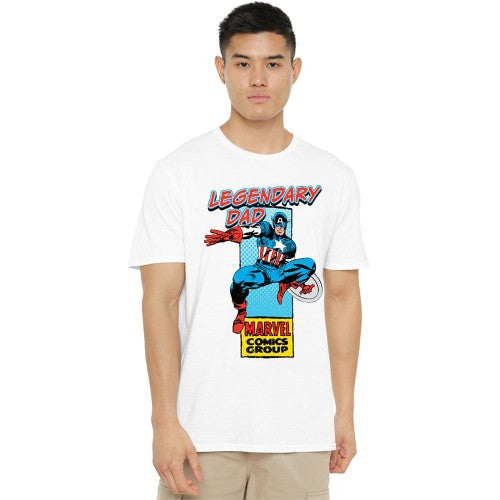 Front - Marvel Comics Mens Legendary Dad Captain America Corner Box Fathers Day T-Shirt