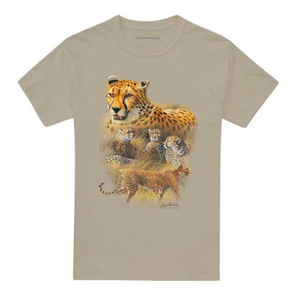 Front - Wild Wings Unisex Adult Wildlife Cheetahs T-Shirt