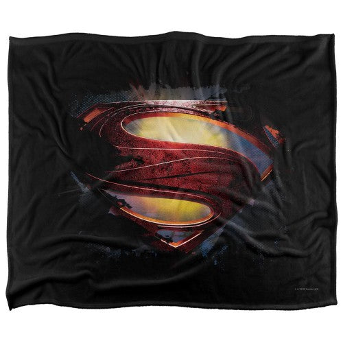 Front - Superman Man Of Steel Grungy Silky Shield Supersoft Blanket