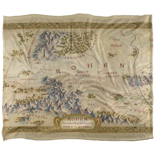 Front - Lord Of The Rings The War Of The Rohirrim Silky Map Supersoft Blanket