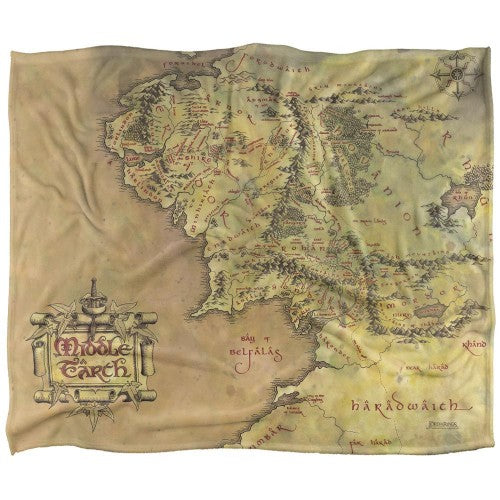 Front - Lord Of The Rings Map of Middle Earth Silky Supersoft Blanket