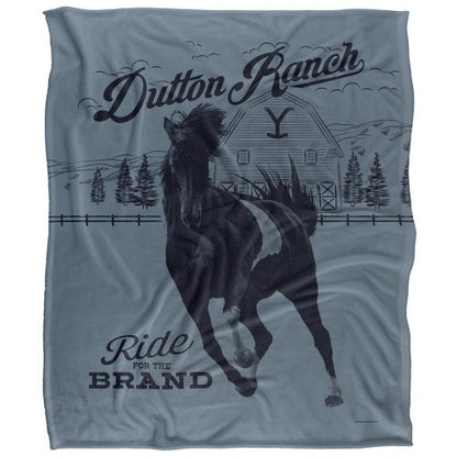 Front - Yellowstone Dutton Ranch Silky Horse Supersoft Blanket