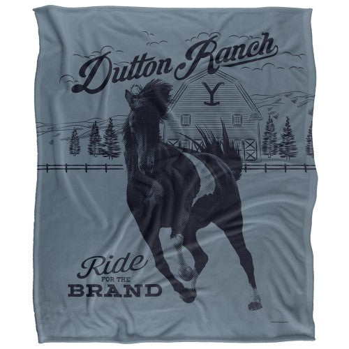 Front - Yellowstone Dutton Ranch Silky Horse Supersoft Blanket