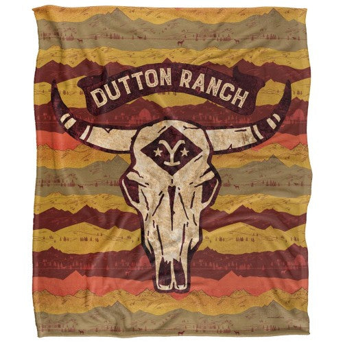 Front - Yellowstone Silky Skull Supersoft Blanket
