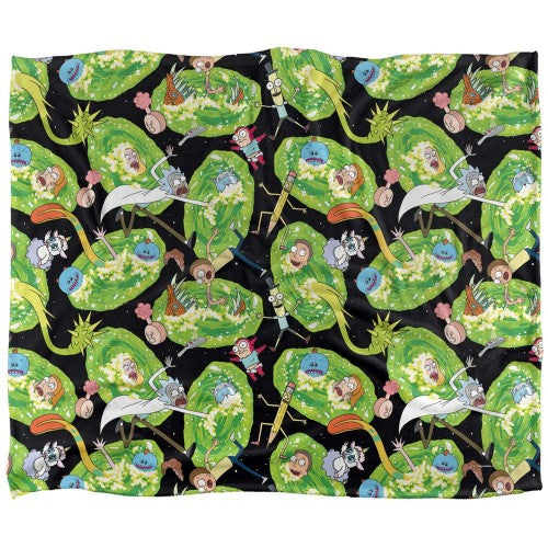 Front - Rick And Morty Portal Mayhem Silky Supersoft Blanket