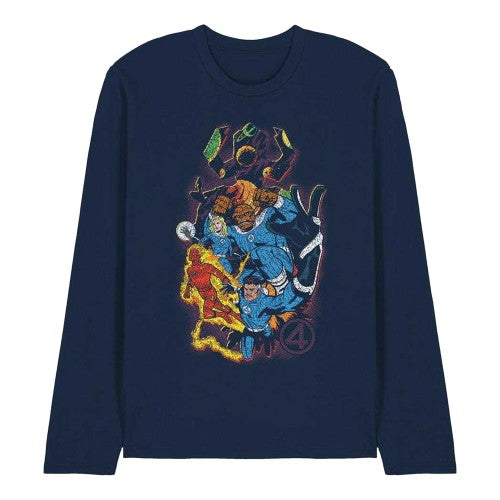 Front - Fantastic Four Unisex Adult Cosmic Heroes & Villains Long-Sleeved T-Shirt