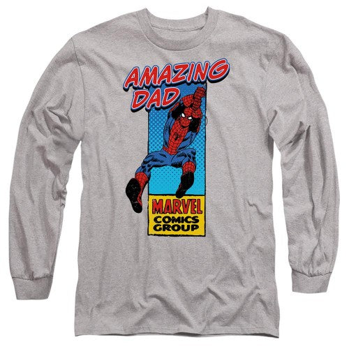 Front - Marvel Comics Mens Amazing Dad Spider-Man Corner Box Heather Fathers Day T-Shirt