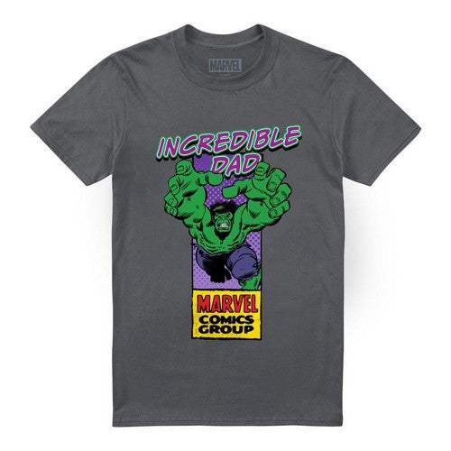 Front - Marvel Comics Mens Incredible Dad Hulk Corner Box Fathers Day T-Shirt