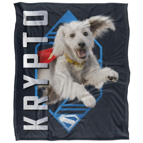 Front - Superman Silky Diamond Krypto Supersoft Blanket