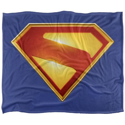 Front - Superman Silky Colour Logo Supersoft Blanket