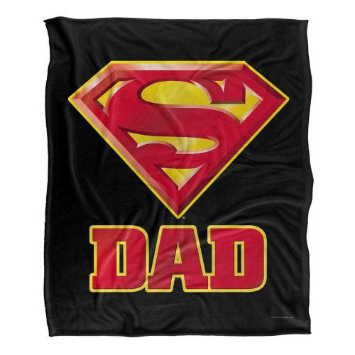 Front - Superman Silky Super Dad Supersoft Blanket