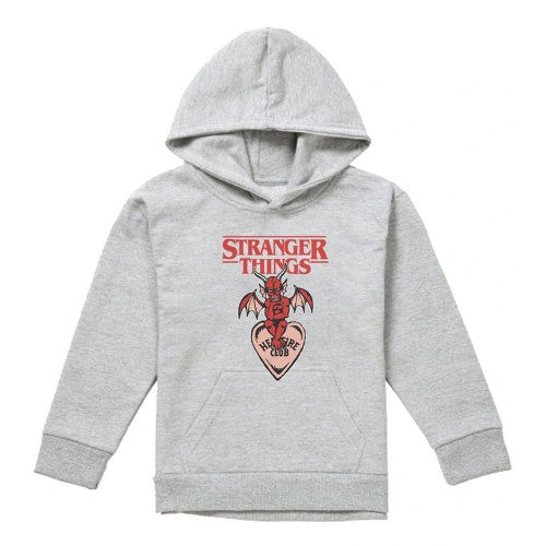 Front - Stranger Things Childrens/Kids Hellfire Heart Heather Hoodie