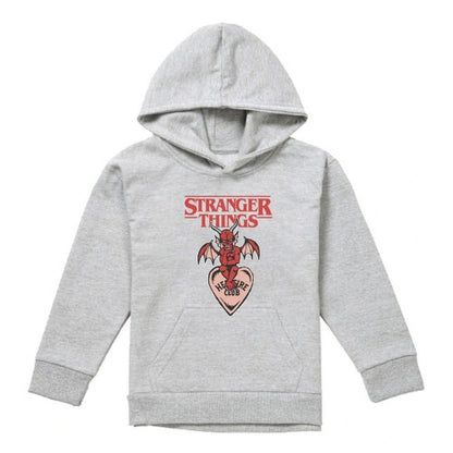 Front - Stranger Things Childrens/Kids Hellfire Heart Heather Hoodie