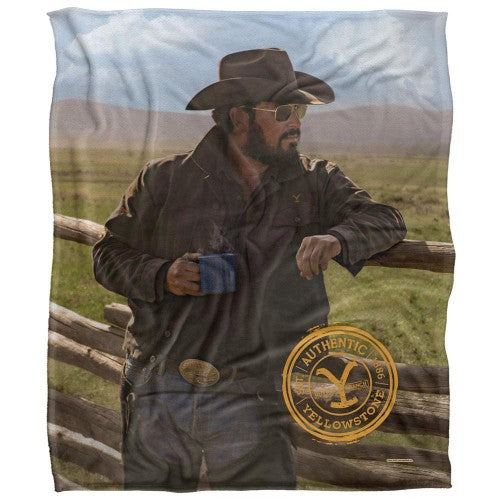 Front - Yellowstone Silky Coffee Rip Wheeler Supersoft Blanket