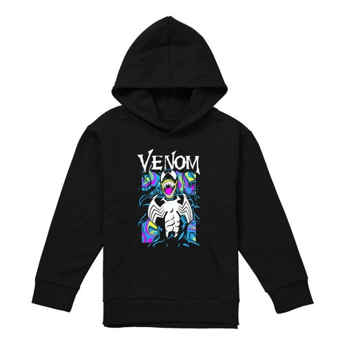 Front - Marvel Childrens/Kids Venom Marbled Pull Over Hoodie