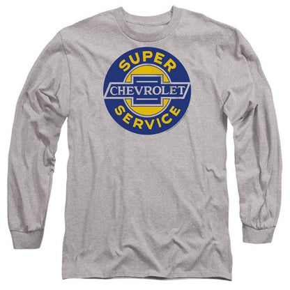 Front - Chevrolet Unisex Adult Super Service Heather Long-Sleeved T-Shirt