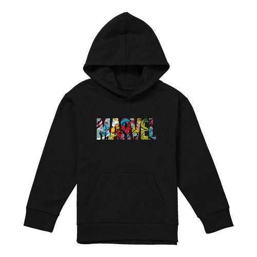 Front - Marvel Childrens/Kids Characters Logo Pullover Hoodie