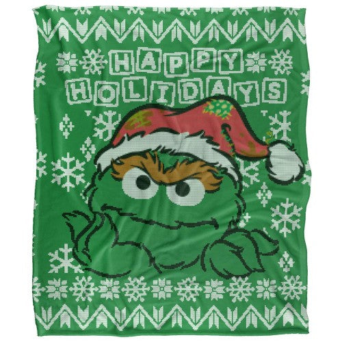 Front - Sesame Street Silky Oscar The Grouch Supersoft Blanket
