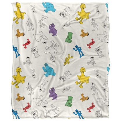 Front - Sesame Street Silky Character Collage Supersoft Blanket