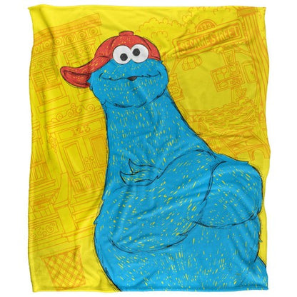 Front - Sesame Street On The Streets Silky Cookie Monster Supersoft Blanket