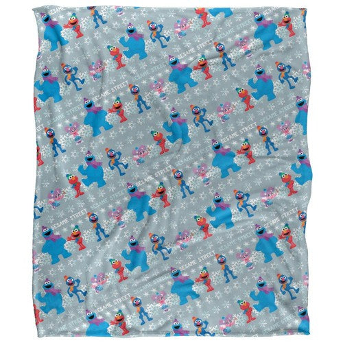 Front - Sesame Street Silky Snow Holiday Supersoft Blanket