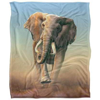Front - Royce McClure Charging Elephant Silky Supersoft Blanket