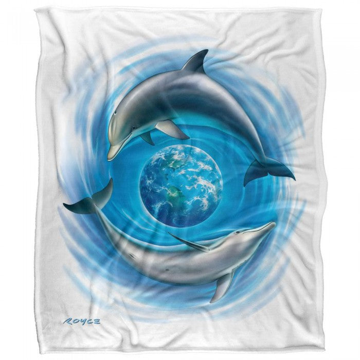 Front - Royce McClure Dolphin World Silky Supersoft Blanket