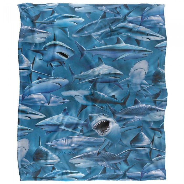 Front - Royce McClure Attack Silky Great White Shark Supersoft Blanket
