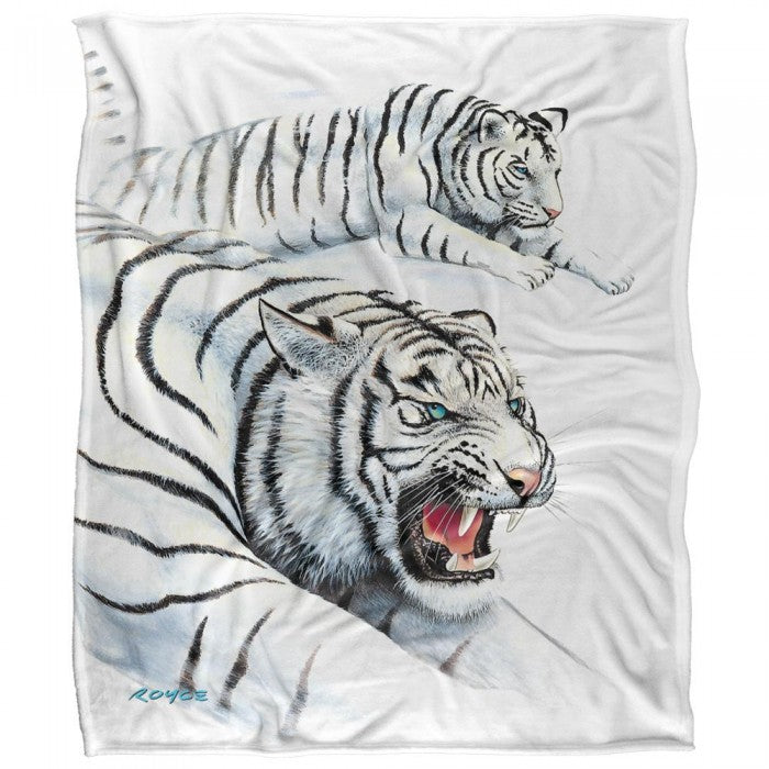 Front - Royce McClure Silky White Tiger Supersoft Blanket