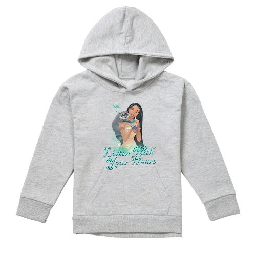 Front - Pocahontas Childrens/Kids Listen With Your Heart Heather Hoodie