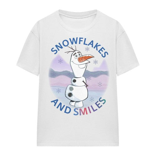 Front - Frozen Womens/Ladies Snowflakes And Smiles Olaf T-Shirt