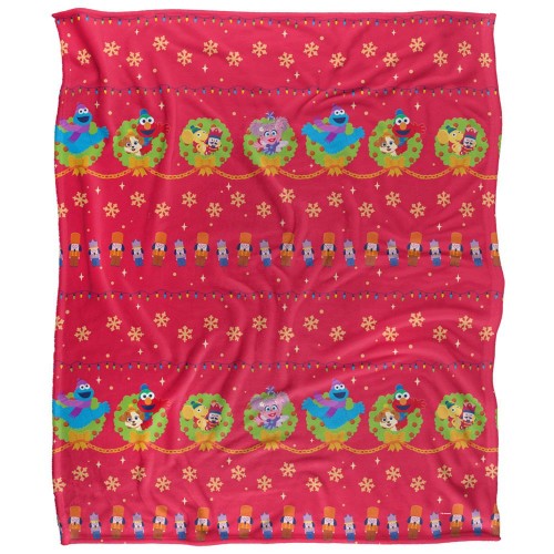 Front - Sesame Street Furry Friends Forever Silky Patterned Supersoft Blanket