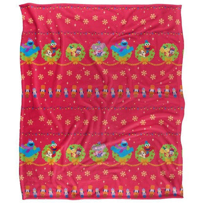 Front - Sesame Street Furry Friends Forever Silky Patterned Supersoft Blanket
