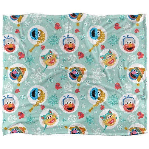 Front - Sesame Street Silky Character Heads Festival Supersoft Blanket